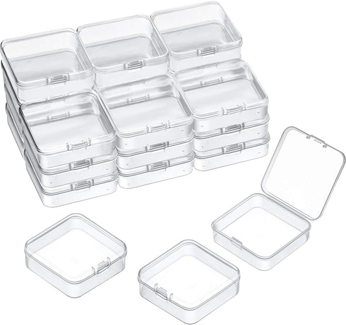 SATINIOR 24 Packs Small Clear Plastic Beads Storage Containers Box with Hinged Lid for Storage of Small Items, Crafts, Jewelry, Hardware (2.5 x 2....